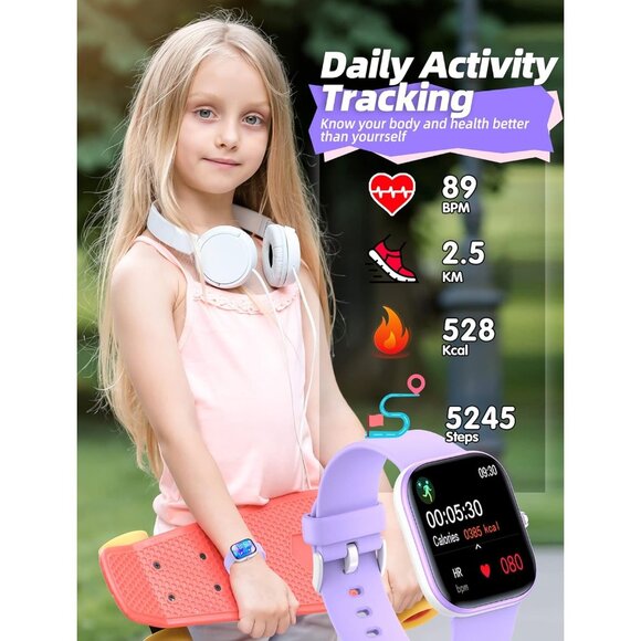 🆕 Kids Smart Watch Waterproof Fitness Activity Tracker Pedometers Heart Rate - Picture 6 of 14